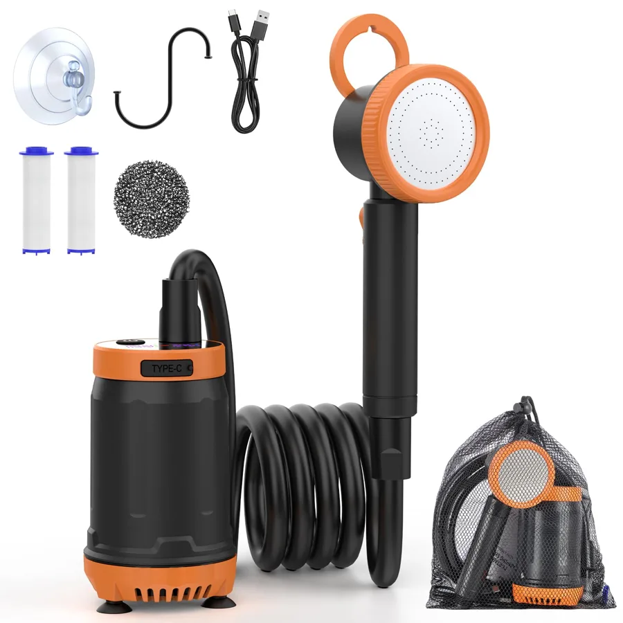 DoXtreme Ducha Portátil Camping 8000mAh con Pantalla y 5 Velocidades